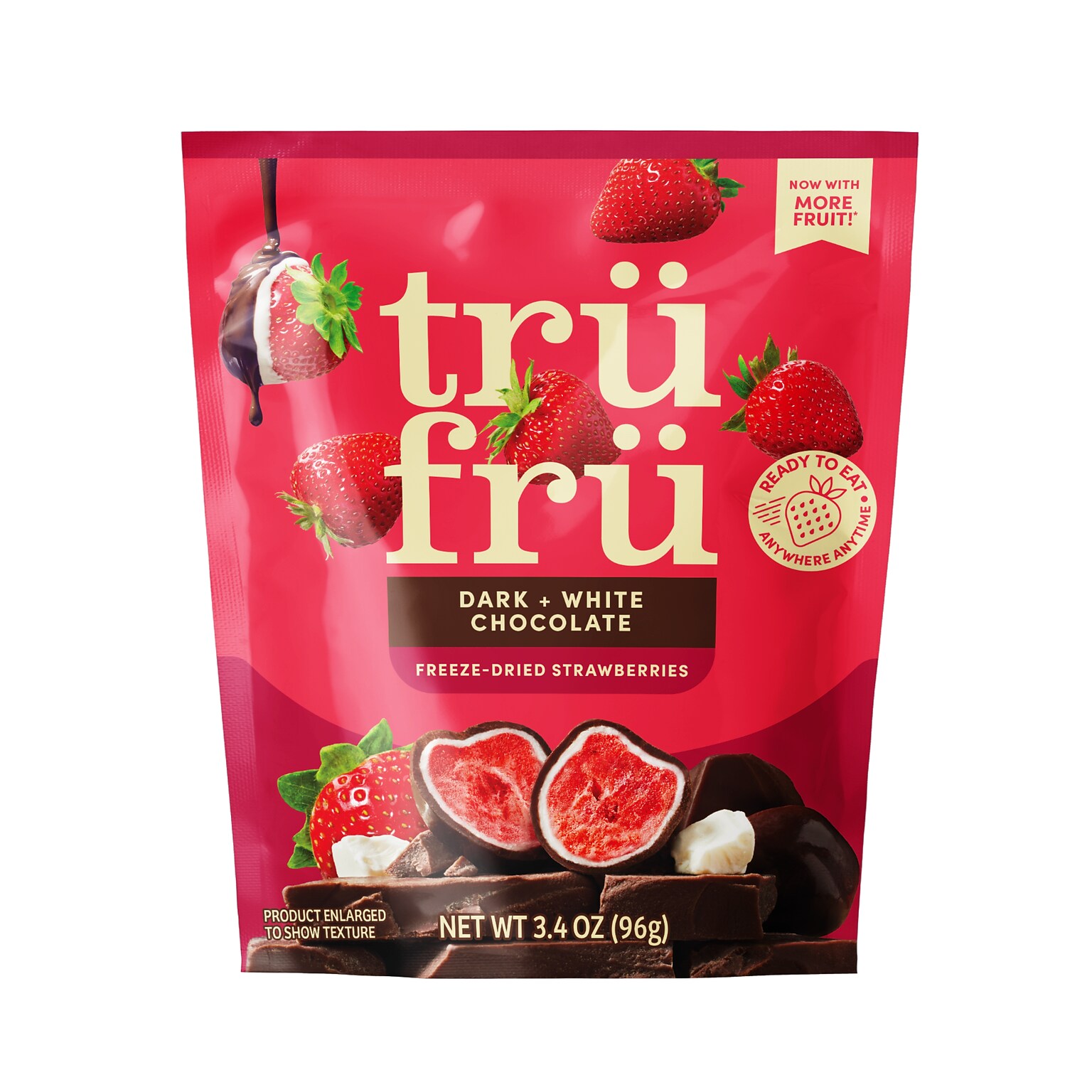 TruFru Freeze-Dried Strawberries in Dark and White Chocolate, 3.4 oz., 6/Carton (10300458)
