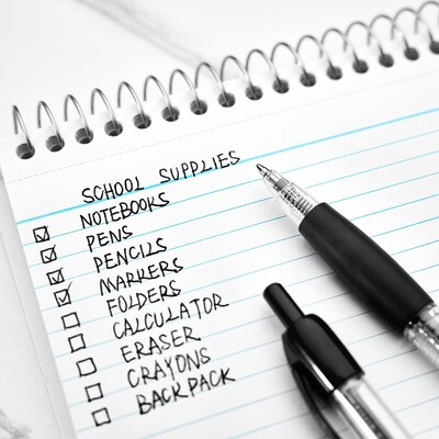 Staples Retractable Ballpoint Pens, Medium Point, 1.0mm, Black Ink, Dozen (50793-CC)