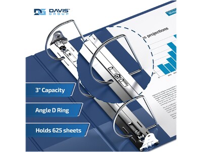 Davis Group Premium Economy 3" 3-Ring Non-View Binders, D-Ring, Royal Blue, 6/Pack (2305-92-06)