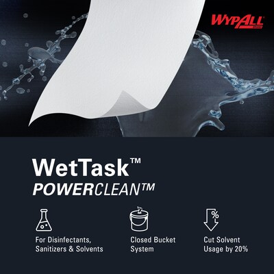 WypAll PowerClean WetTask Fabric Cleaning Wipers, 15" x 9", White, 275 Sheets/Roll, 2/Carton (06006)