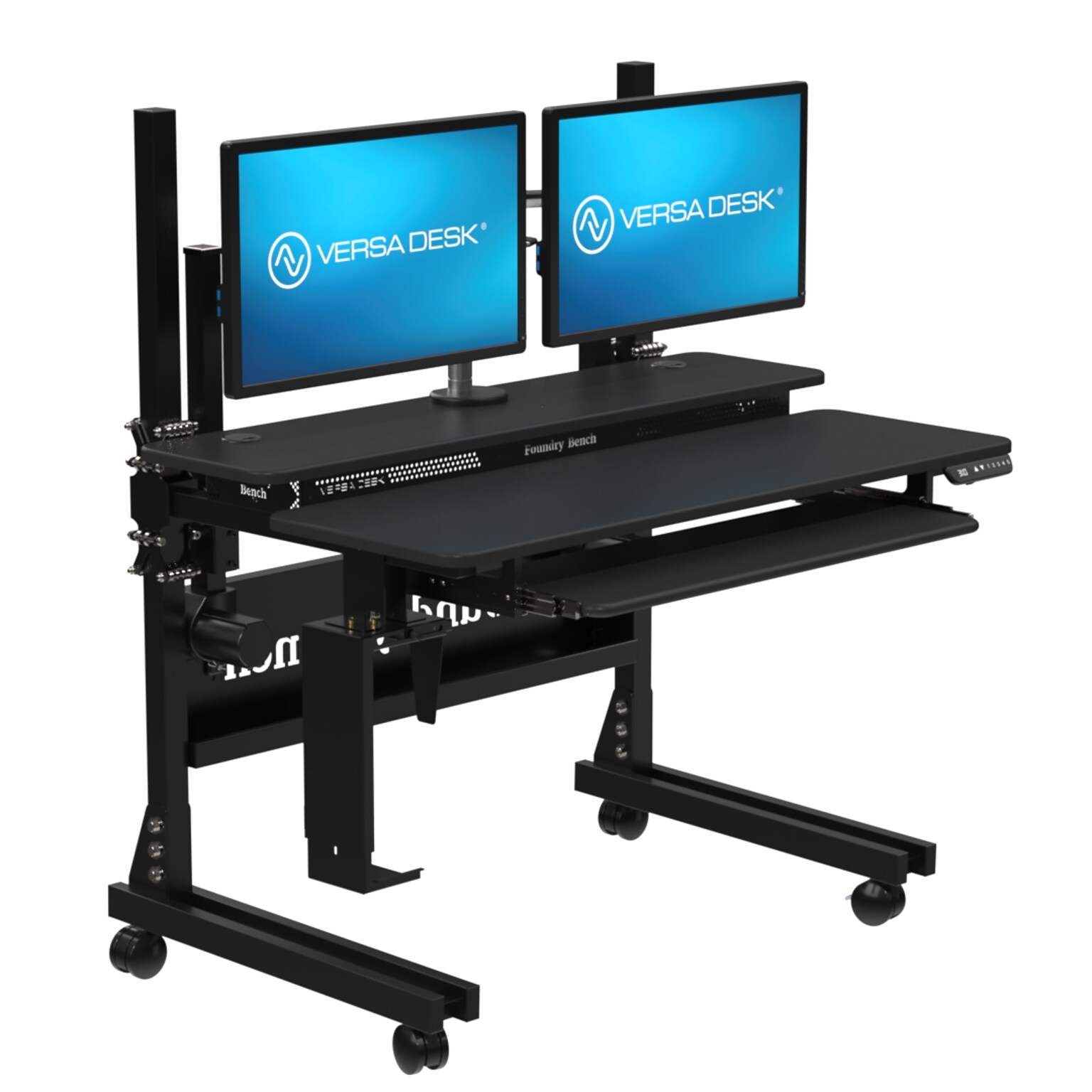 VersaDesk Foundry Bench 48W Electric Rectangular Adjustable Standing Desk, Black (FB4830-BB-APP)