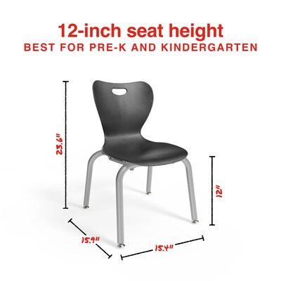 Staples Polypropylene 12" Student Chair, Black, 4/Box (ST63543)
