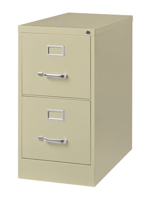 Hirsh Commercial 2-Drawer Vertical File Cabinet, Letter Size, Lockable, 28.375"H x 15"W x 26.5"D, Putty (14026)