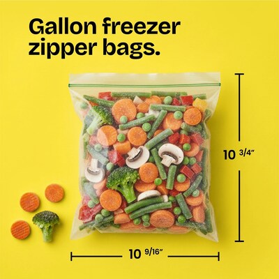 Glad Zipper Freezer Storage Bags, Gallon, 15 Bags/Box (57034)