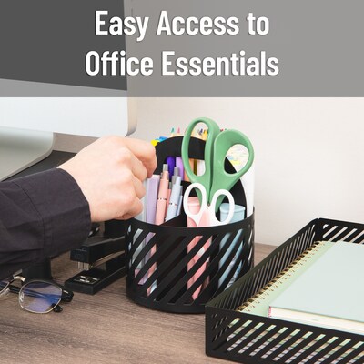 Mind Reader 4-Compartment Rotating Metal Desk Organizer, Black (MOSBASK-BLK)