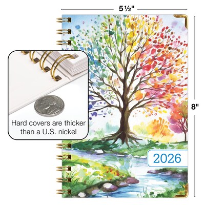 2026 Global Printed Products 5.5" x 8" Weekly & Monthly Planner, Paperboard Cover, Tree Seasons (FSHN-CY26-58-20)