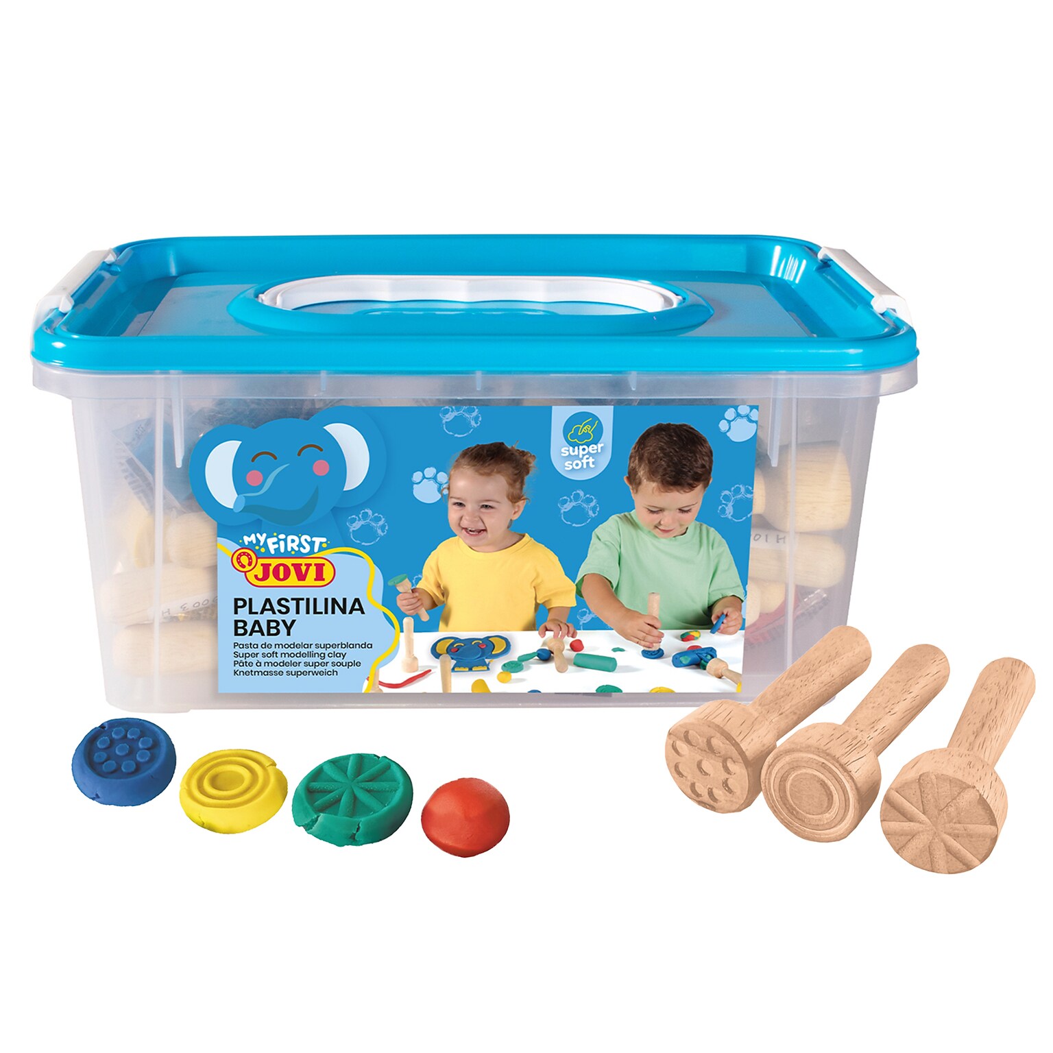 JOVI Plastilina Modeling Clay Baby School Pack, 20 Bars & 9 Stamps (JOV37120)
