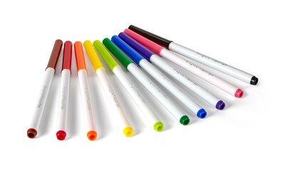 Crayola Washable Super Tip Markers, Fine, Assorted Colors, 10 Markers/Pack, 12/Pack (12PK-58-8610)
