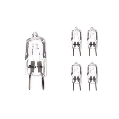 Bulbrite 25 Watt Dimmable Clear T4 Bi-Pin (GY8) Mini Halogen Light Bulbs, 5/Pack (860838)