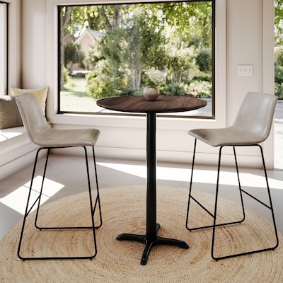 Flash Furniture Acadia 31.25" Round Wooden Dining Table with X-Base, Dark Brown/Black Base (STRD31WBRT2222B)