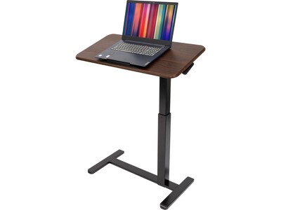Mount-It! Height-Adjustable Overbed Desk with Tilt Tabletop, 27.2-41.3H, Brown/Black (MI-8045)