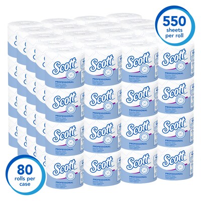 Scott Essential Standard Toilet Paper, 2-Ply, White, 550 Sheets/Roll, 80 Rolls/Carton (04460)