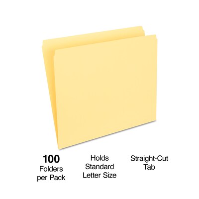 Staples File Folders, Single Tab, Letter Size, Yellow, 100/Box (ST509661-CC)