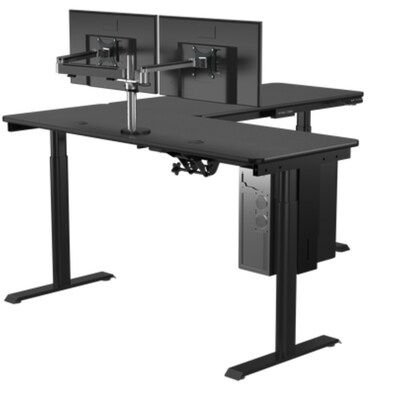 VersaDesk PowerLift 60"W Electric L-Shaped Adjustable Standing Desk, Black (PLLSD6060-BB-APP)