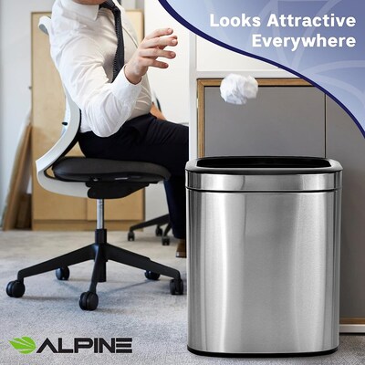 Alpine Industries Stainless Steel Trash Can with Liner, 5.3 Gallon (ALP470-20L)