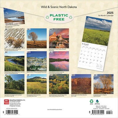 2025 BrownTrout North Dakota Wild & Scenic 12 x 12 Monthly Wall Calendar (9781975475451)