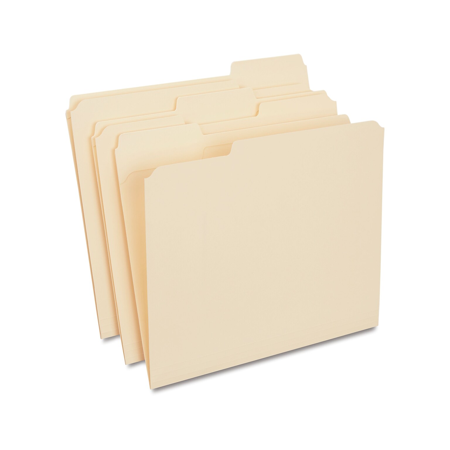 Quill Brand® Heavy-Duty Reinforced File Folders, 1/3-Cut, Letter Size, Assorted Tabs, Manila, 50/Box (71043450)