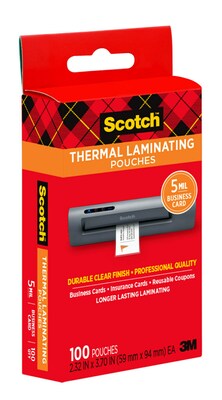 Scotch Thermal Laminating Pouches, Business Card, 5 Mil (TP5851100)