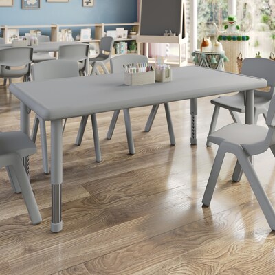 Flash Furniture Wren Rectangular Activity Table, 24 x 48, Height Adjustable, Soft Gray (YUYCX012RECTSGY)