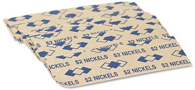PM Company Tubular Flat Paper Coin Wrappers for 40 Nickels, Blue, 1,000/Pk (53005)