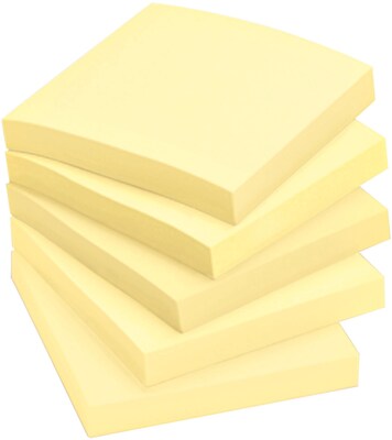 Post-it Notes, 3" x 3", Canary Collection, 90 Sheet/Pad, 18 Pads/Pack (654-18CP)