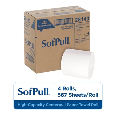 SofPull Premium Centerpull Paper Towels, 1-ply, 560 Sheets/Roll, 4 Rolls/Pack (28143)