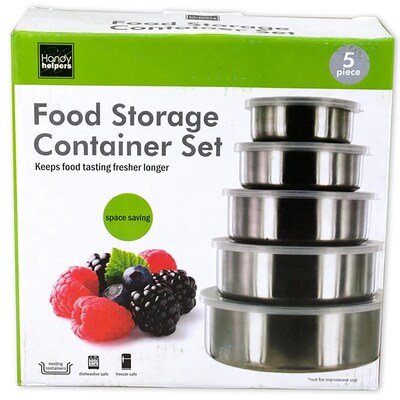 5 PC Nesting Metal Food Storage Container Set