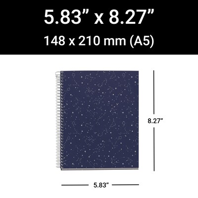 Miquelrius Cosmos 4-Subject Notebook, 5.8" x 8.3", 120 Sheets, College-Ruled, Blue/Gray, 5/Carton (49964CS)