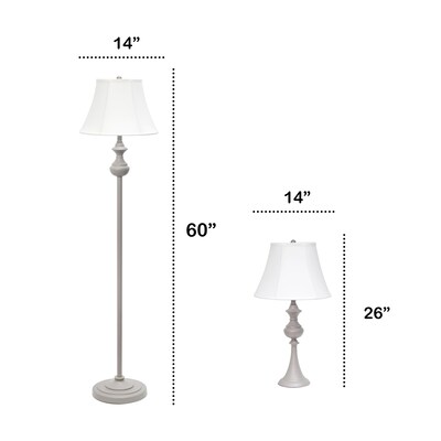 Lalia Home Perennial 60"/26" Gray Three-Piece Floor/Table Lamp Set with Bell Shades (LHS-1007-GY)