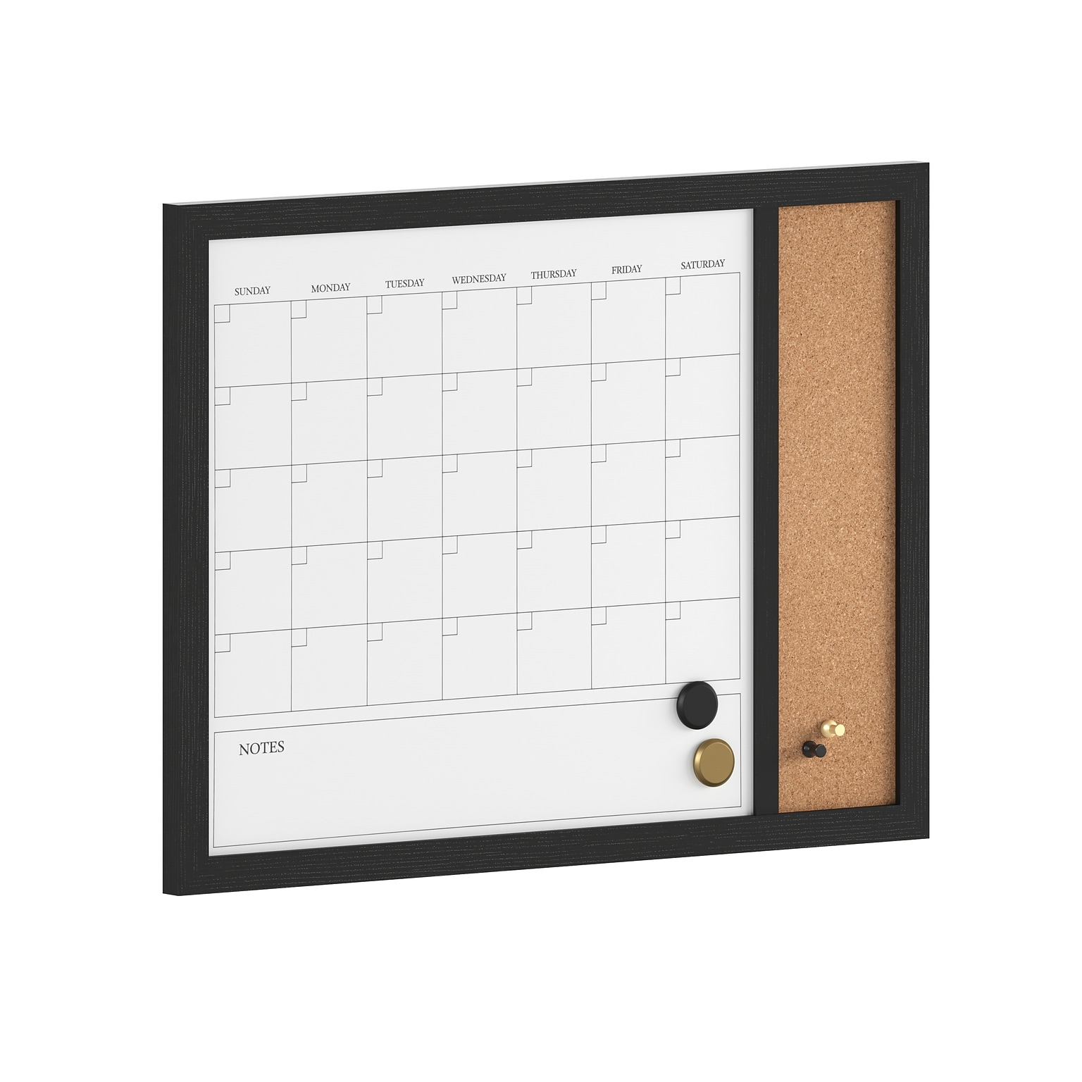 Martha Stewart Everette Magnetic Cork-Dry Erase Monthly Calendar Combo Set, Engineered Wood Frame, 24x18 (BRPMCO4C14561BK)