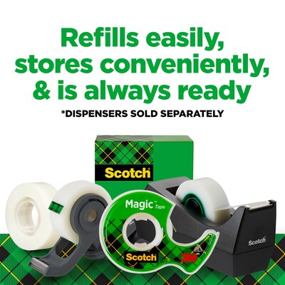 Scotch Magic Invisible Clear Tape Refill, 1" x 72 yds., 3" Core, Clear, 3 Rolls/Pack (810-72-3PK)