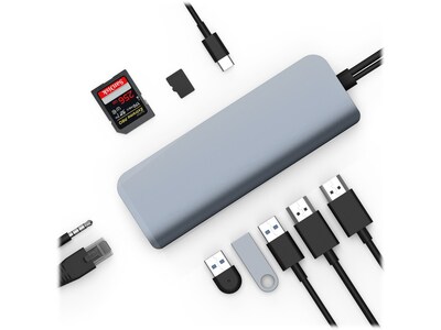 Hyper Products VIPER 10-Port USB-C Hub, Gray (HD392-GRAY)