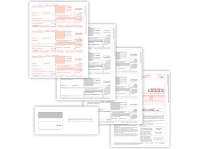 ComplyRight® 1099-NEC 4-Part Tax Form Set with Envelopes, 3-Up, Copy A, B, C, C, Pack of 50
