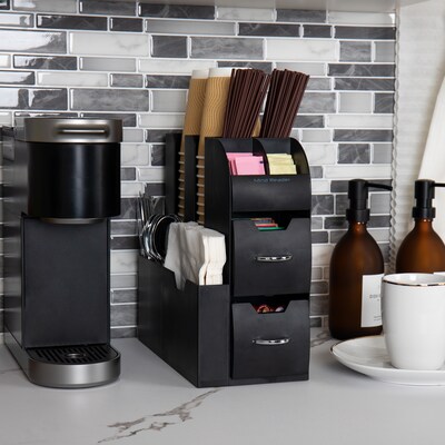 Mind Reader Anchor Collection 11-Compartment Coffee Cup and Condiment Organizer, Black, 2/Pack (2CAD01-BLK)