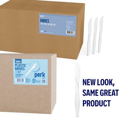 Perk™ Polystyrene Knife, Medium-Weight, White, 1000/Pack (PK56398)