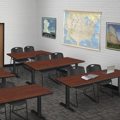 Regency Seating Cain 72 x 24 Training Table, Cherry & 2 Zeng Stack Chairs, Black (MTRCT7224CH44BK)