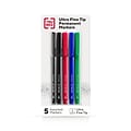 TRU RED™ Pen Permanent Markers, Ultra Fine Tip, Assorted, 5/Pack (TR54528)