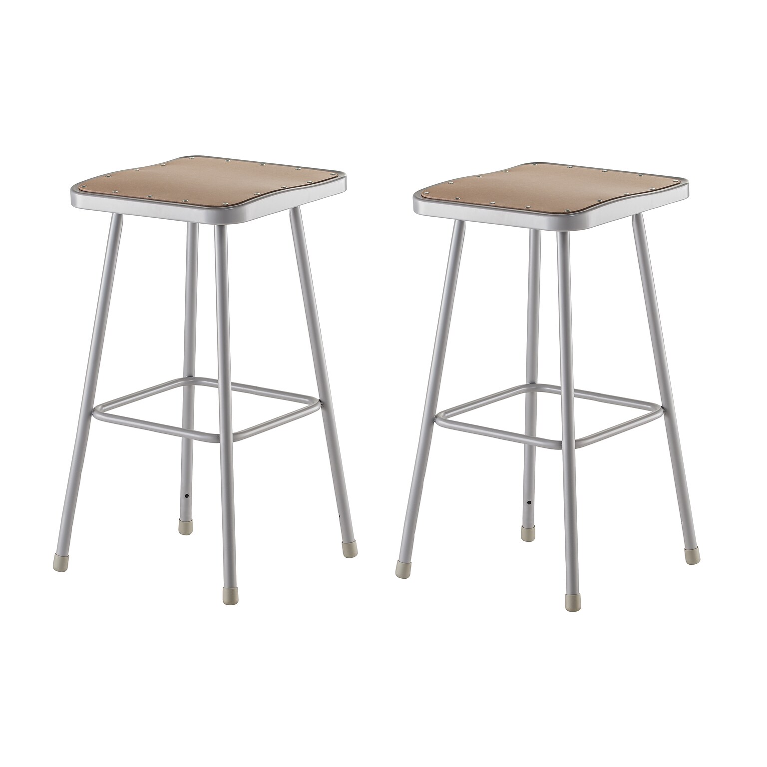 NPS 6300 Series Armless Wood 30 Square Stool, Gray, 2 Pack (6330/2)