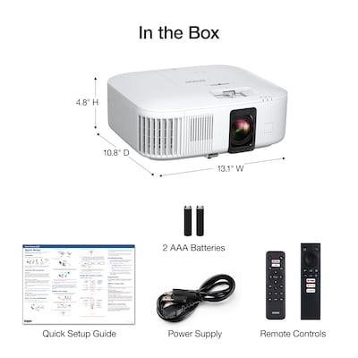 Epson Home Cinema 2350 Wireless 3-Chip 3LCD Smart Gaming Projector, White (V11HA73020)