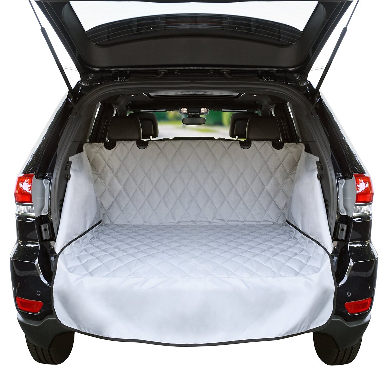 Jumbl Universal Fit Cargo Liner Cover for SUVs and Cars w/ Waterproof Material, Side Walls Protectors, White (JUMCLGRY)