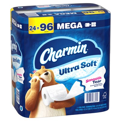 Charmin Ultra Soft Mega Toilet Paper, 220 Sheets/Roll, 24 Rolls/Pack (88000)