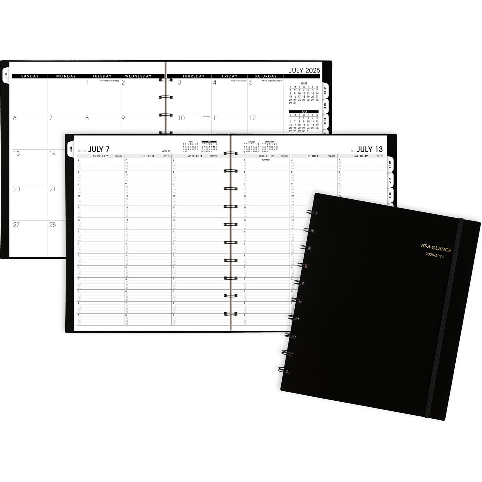 2025-2026 AT-A-GLANCE Move-A-Page 9 x 11 Academic Year Weekly & Monthly Planner, Plastic Cover, Black (70-957E-05-26)
