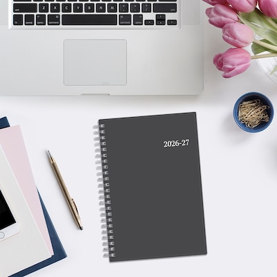 2026-2027 Blue Sky Collegiate 5" x 8" Academic Year Weekly & Monthly Planner, Plastic Cover, Gray (100139-A27)