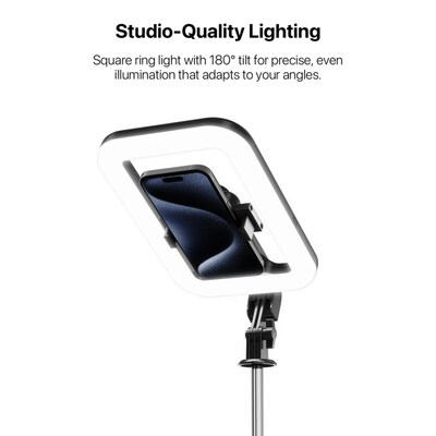 MyBat Pro Spotlight Tripod Stand with LED Ring Light Adjustable Stainless Steel & Ultimate Portability Silver
