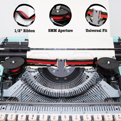 The Oliver Typewriter Company Twin-Spool Typewriter Ribbon for Manual Typewriters, Red & Black (OTTE-1643)