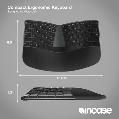 Incase Designed by Microsoft Compact Ergonomic Wired Keyboard, Black (MI9-00001)