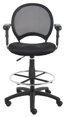 Boss Mesh Drafting Stool w/ Adjustable Arms; Black
