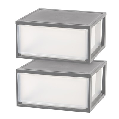 Iris Stackable Storage Drawer, Gray, 2/Pack (500257)