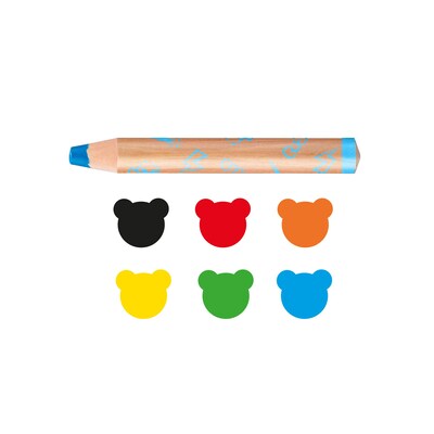 CARIOCA Baby 3-in-1 Washable Sharpener Crayon, Assorted Colors, 6/Set (CRA42817)