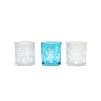 Elegant Designs Winter Wonderland Candle, Blue Frost, Set of 3 (HG5000-FBL)